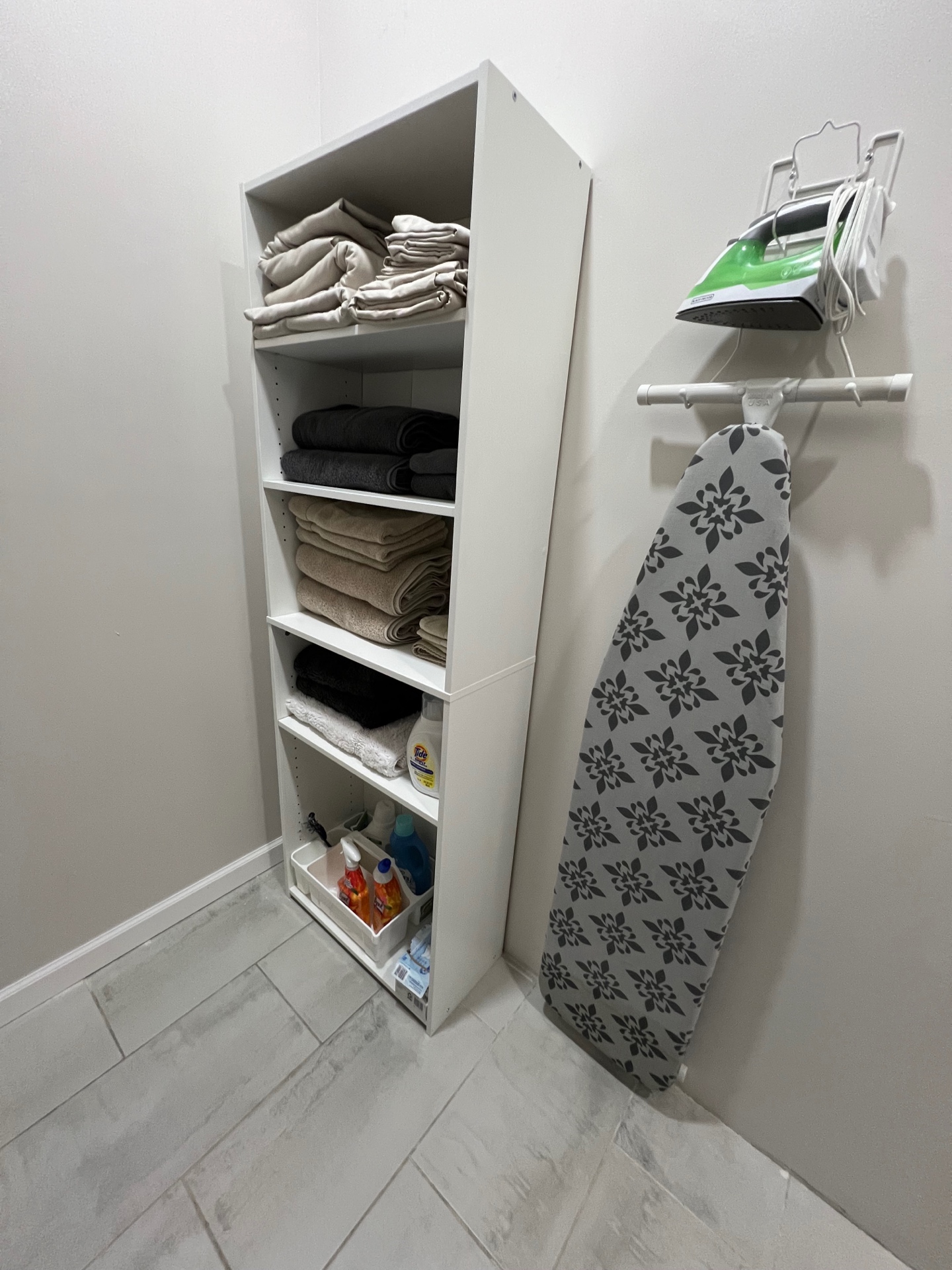 Laundry Room — Linen Shelves, Ironing Board